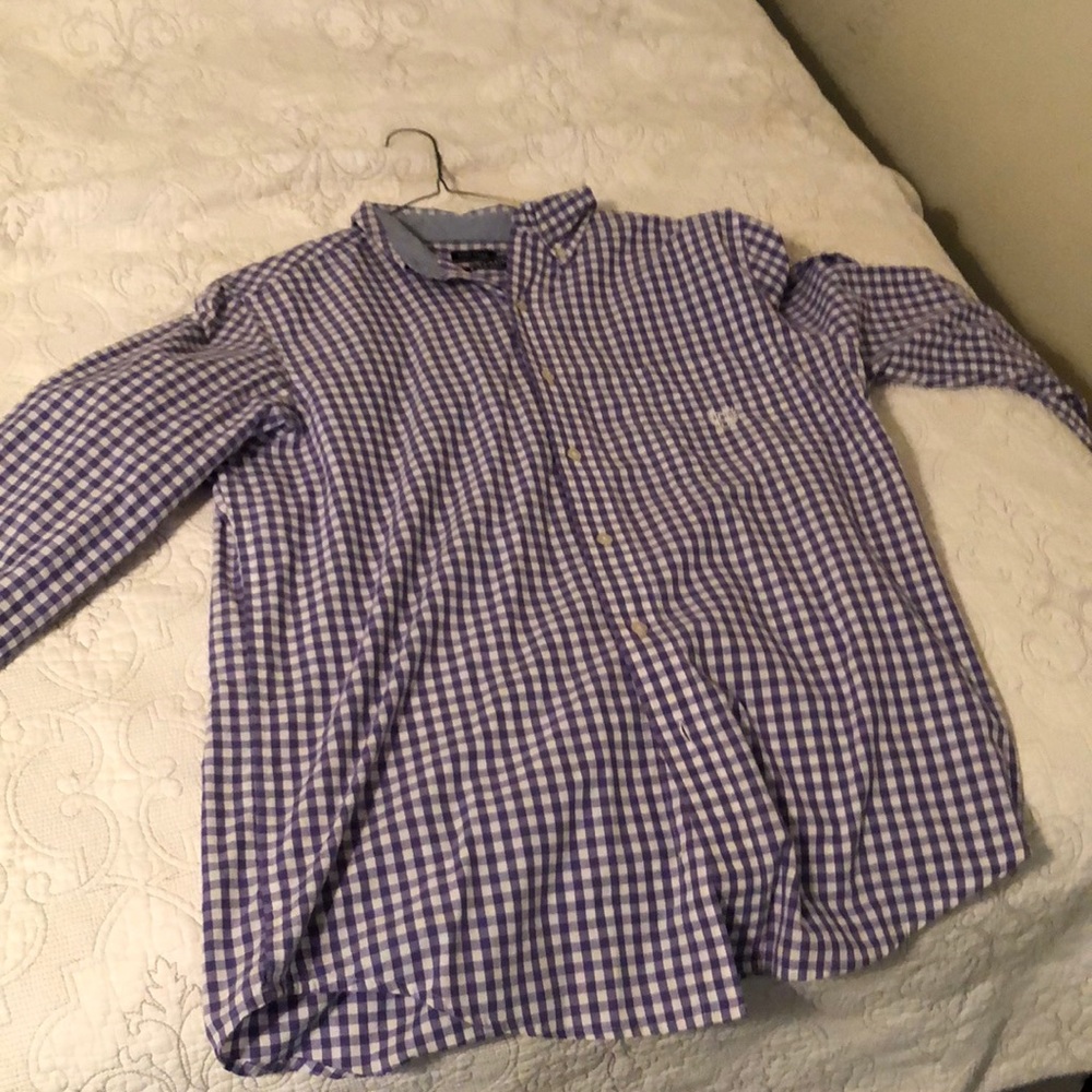 Chaps plaid purple button down